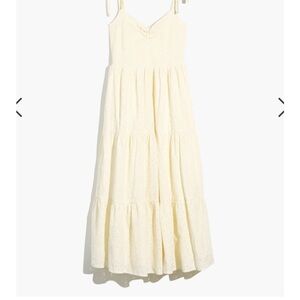 Brand new Madewell Eyelet Lucie Tie Strap Tiered Smocked Midi Ivory Cream
